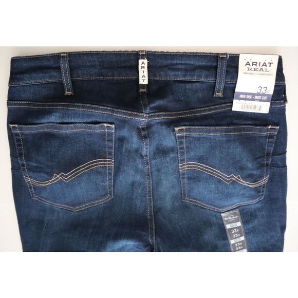 ARIAT R.E.A.L. Women's Sz 33R Pennsylvania Blue High Rise Ballary Boot Cut Jeans - Picture 10 of 13